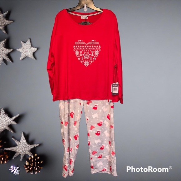BearPaw 2-Piece Teddy Bear in Heart Pajama Set with Fleece Pants Size 2X - Picture 10 of 10